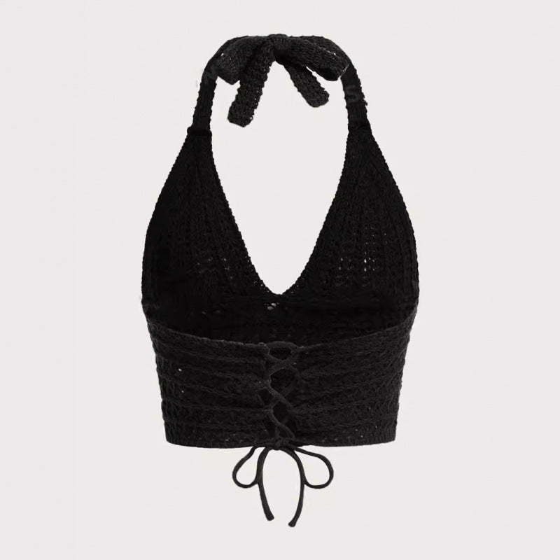 Seaside Holiday Short Inner Woven Halter Top Vest For Women's