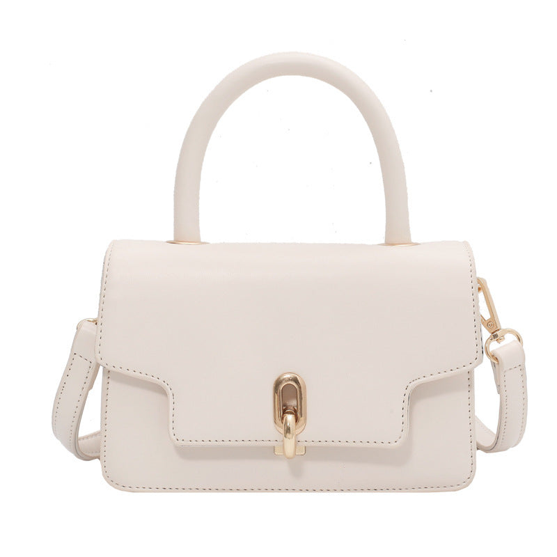 Modern Structured Top-Handle Mini Bag – Gold Clasp Closure & Crossbody Strap Fashion Western-style Single Shoulder Messenger Armpit Portable Small Square Women's Bag