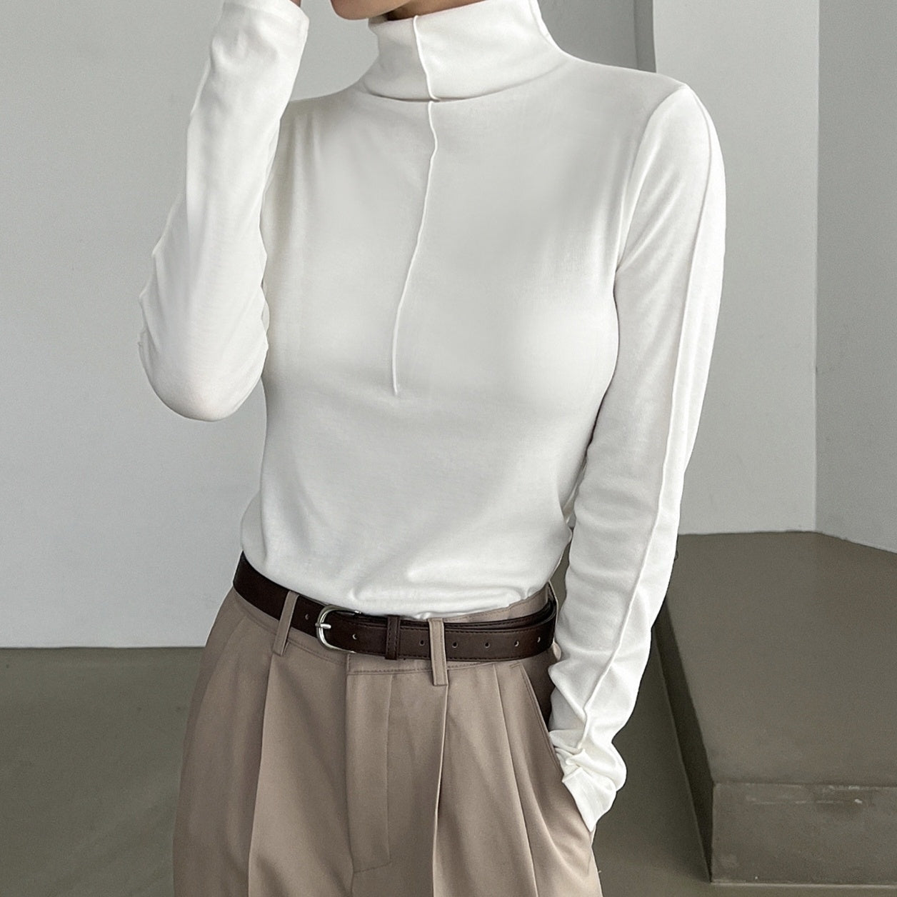 Solid Color Top Fashionable Velvet Texture Fashionable T-shirt Long Sleeved