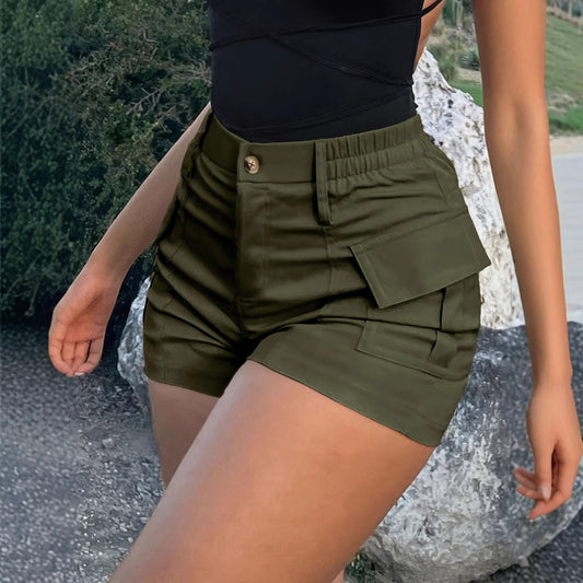 Summer American Casual Solid Color Shorts For Women's
