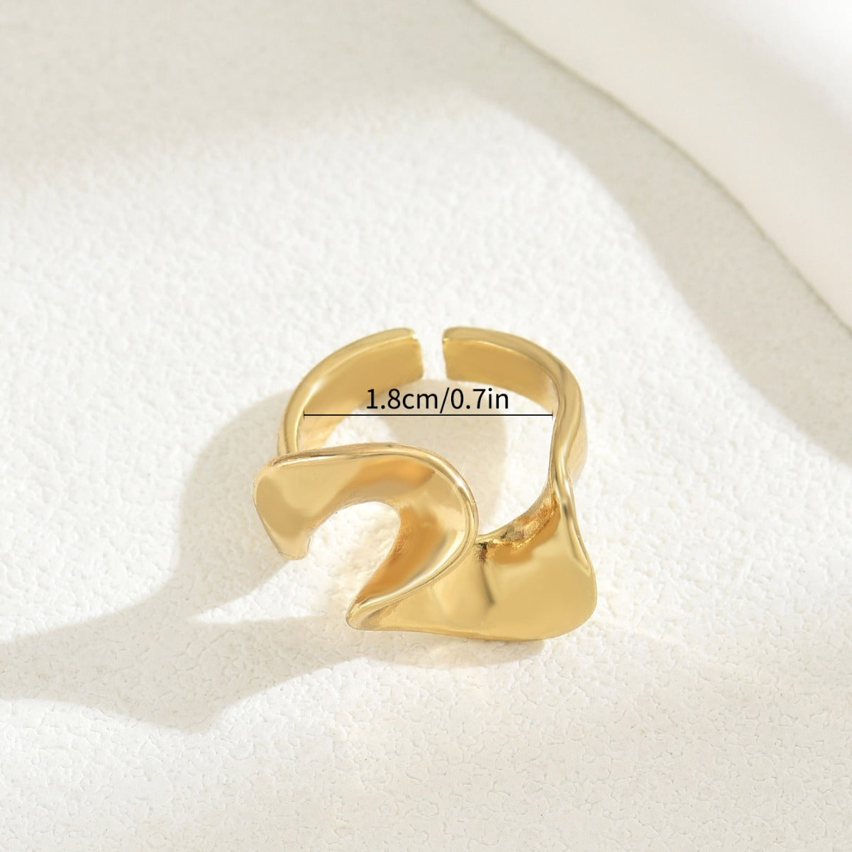 Artistic Fluid Design Gold Ring | Bold & Minimalist Index Finger 18K Electroplating Adjustable All-Match Ring