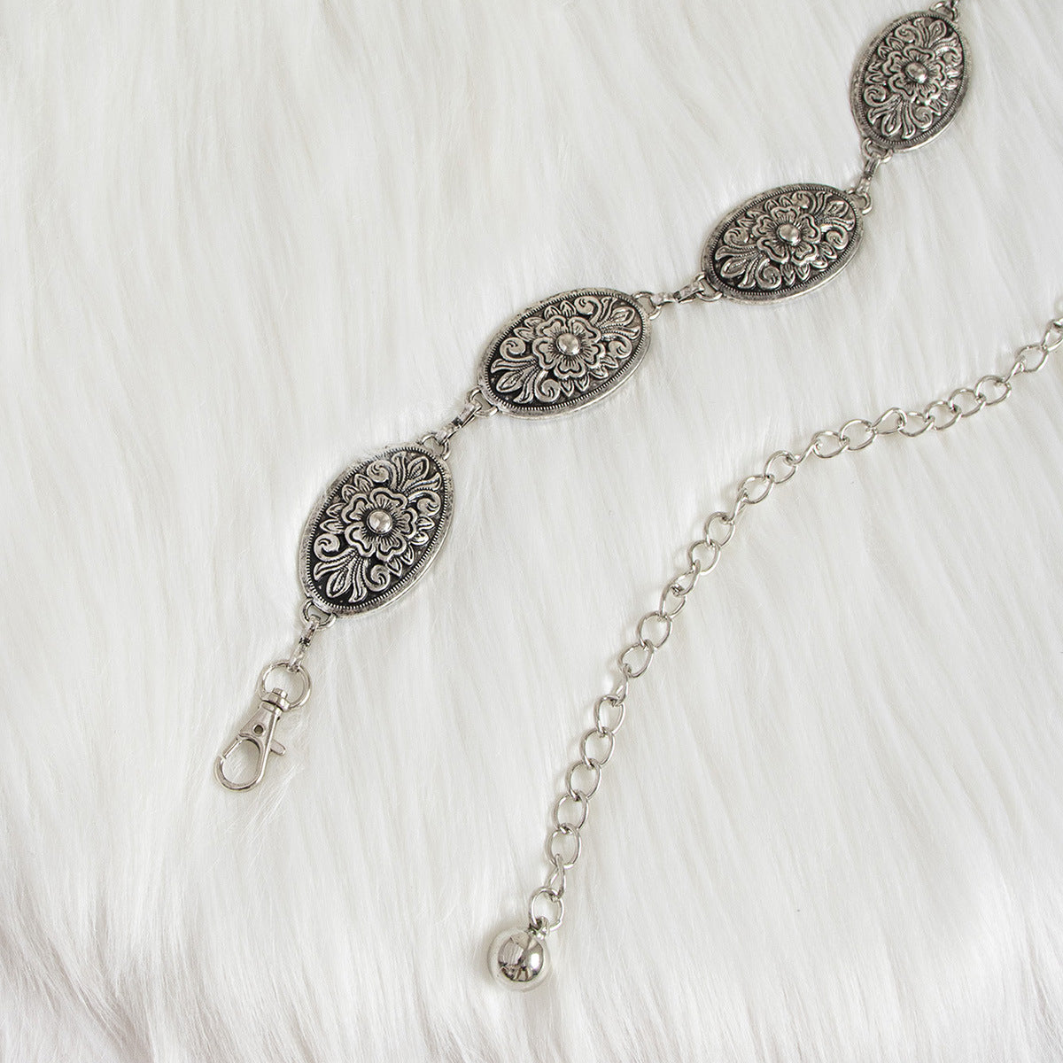 Bohemian Filigree Waist Chain for Dresses Carved Vintage Metal Women's Waist Chain