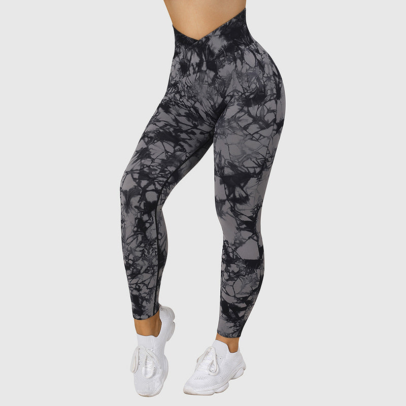 Tie-Dye Seamless Scrunch Leggings – Bold Prints, Sculpted Fit Yoga Pants Push Up Sport Fitness Running Gym Leggings