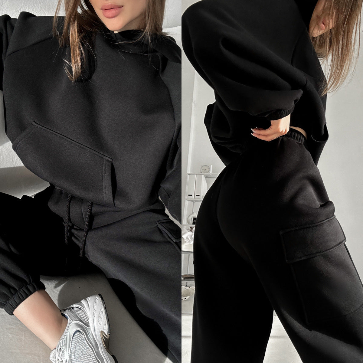 Solid Color Fashion Sports And Leisure Sweater Suit