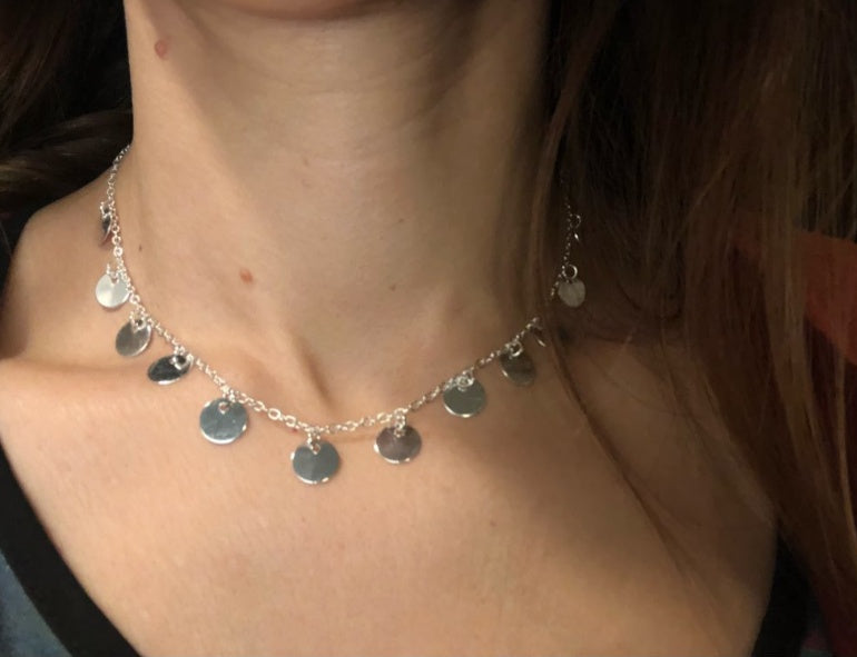 Dainty Disc Choker Necklaces Boho Coin Chain Chokers Sequined Metal Clavicle Chain