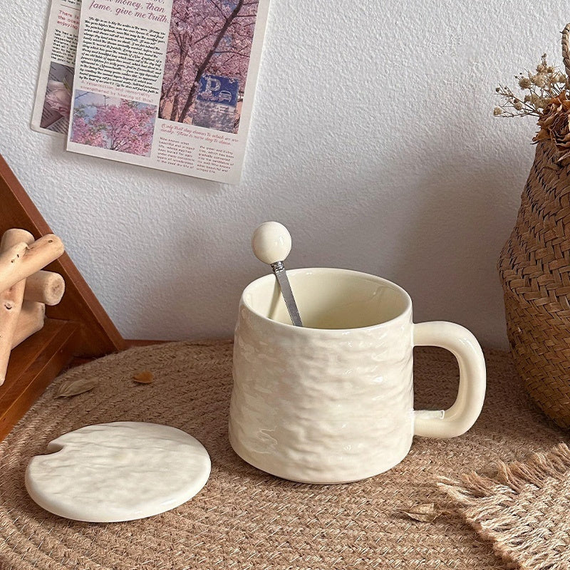Textured Ceramic Mug & Spoon Gift Set with Bag Rock Textured Ceramic Coffee Niche Mug