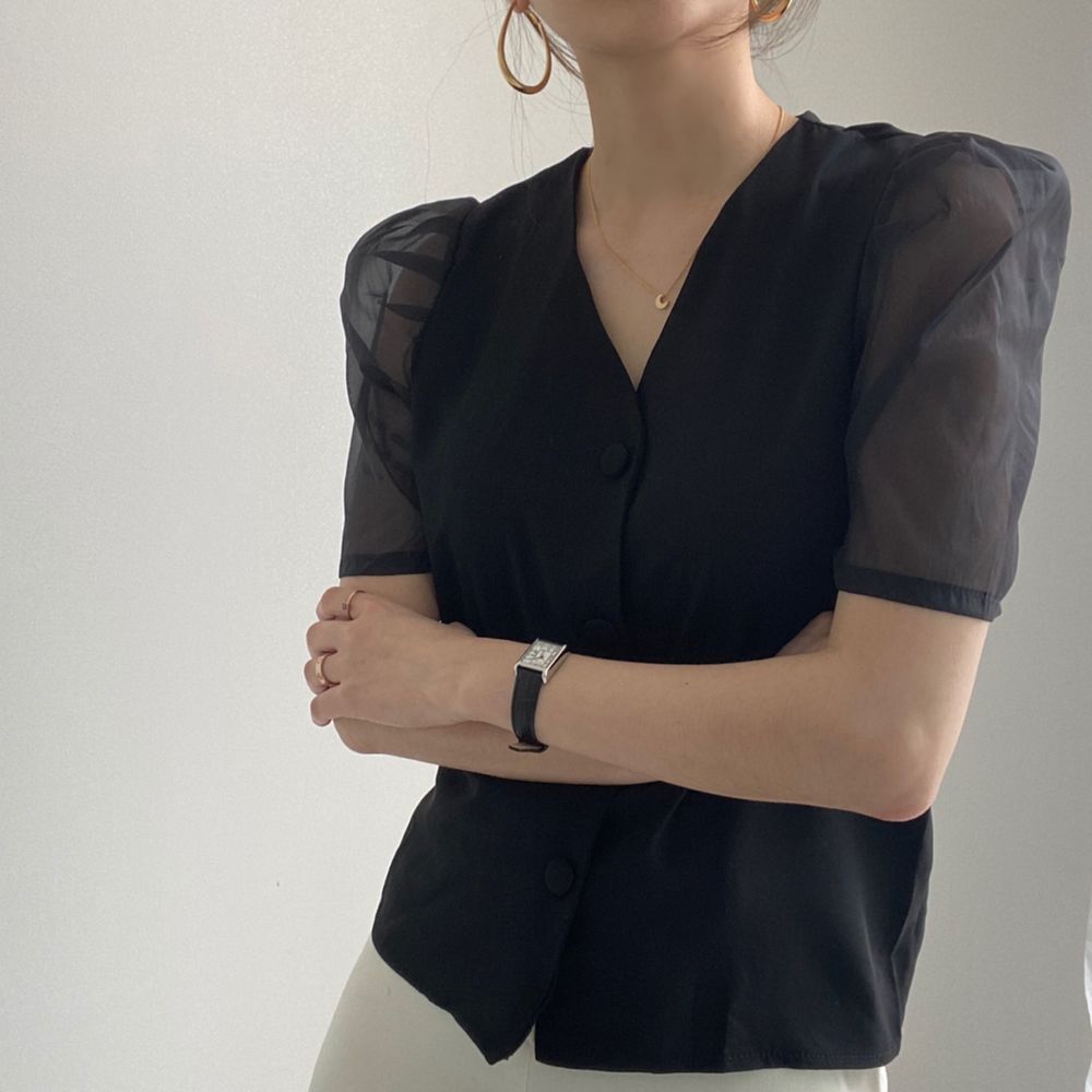 Korean Mesh Splicing Shirt For Women