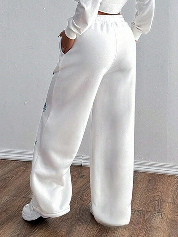 Printed Drawstring Straight Sports Casual Pants For Women's