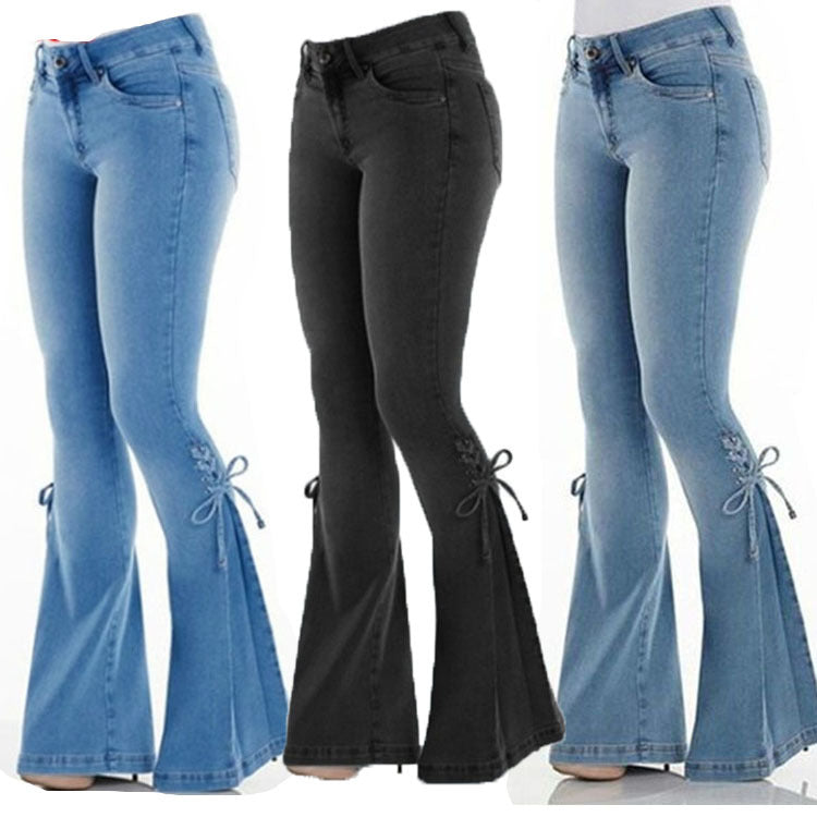 Boho Chic Flare Jeans with Side Ties