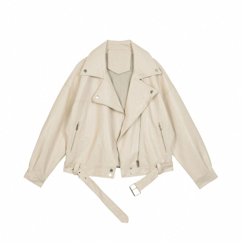 Classic Retro Locomotive Leather Coat Women