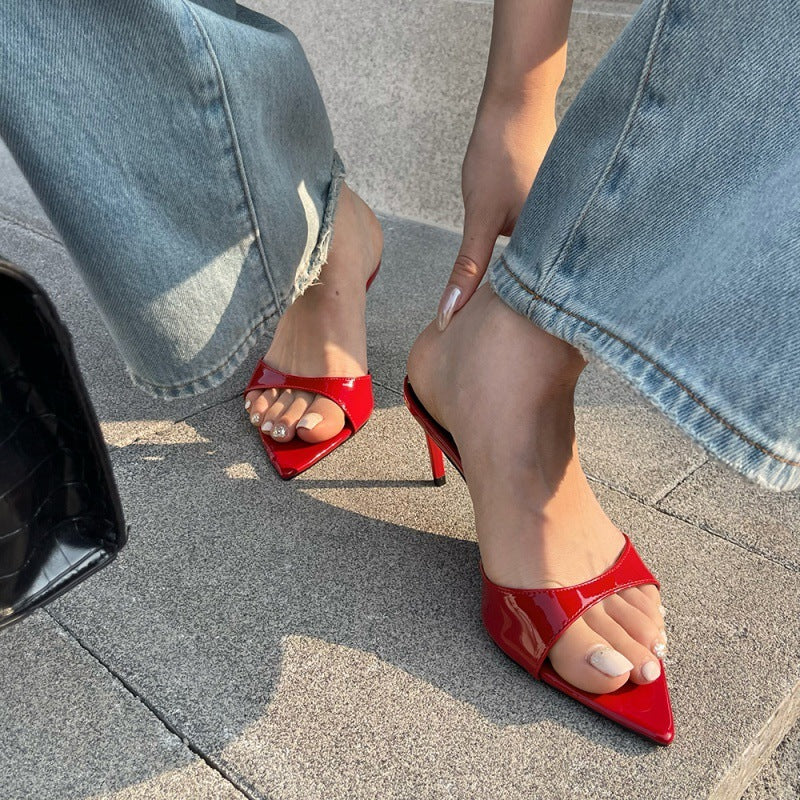 Trendy Backless High Heels | Versatile Dress & Casual Mules Simple Pointed Stiletto Heel High Heels