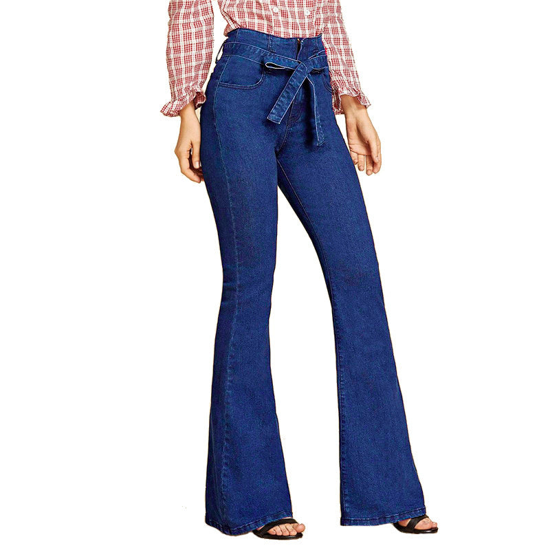 Retro Hippie Stretch Flare Slim Fit Pants Wide-Leg Flared Jeans
