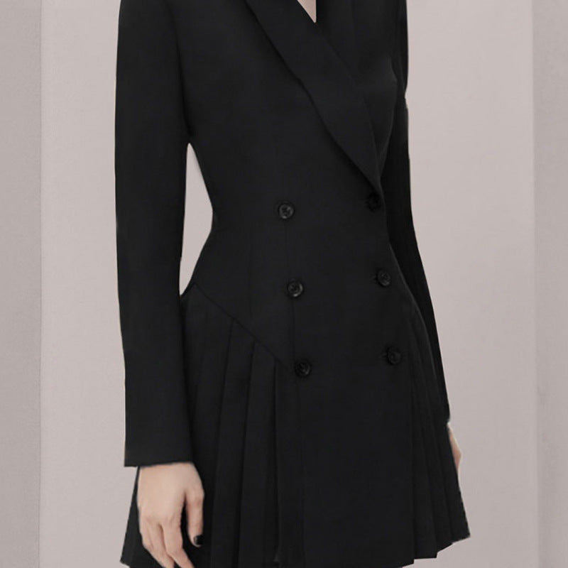 Elegant Office Black Suit Casual Short Dress For Women's