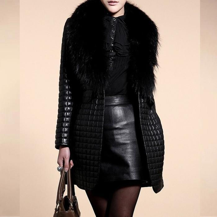 Black Cotton Leather Jacket For Women's