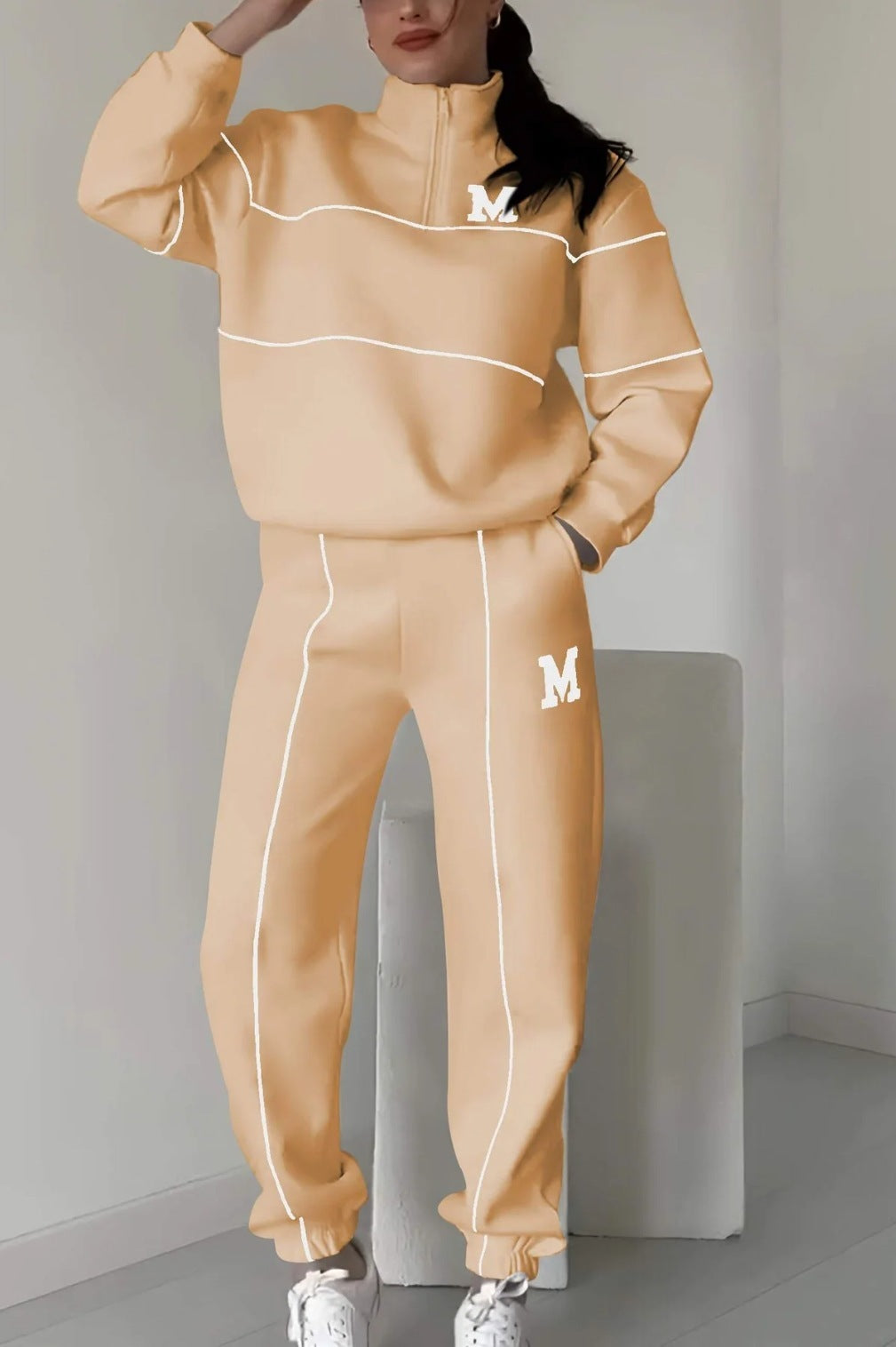 Michigan Varsity Lounge Set – Cozy Fit, Classic Edge Women's 2 Piece Outfits Lounge Hoodless Pullover Sweatshirt Sweatsuit Sets Sweatshirt Baggy Fashion Sweatpants With Pockets