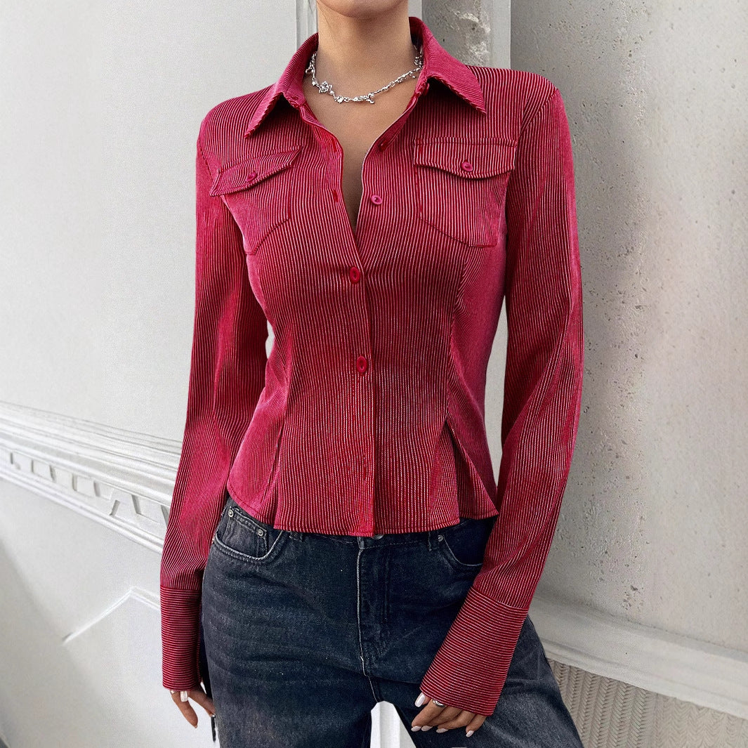 Y2g Hot Girl Style Striped Open Shirt Women's Clothing