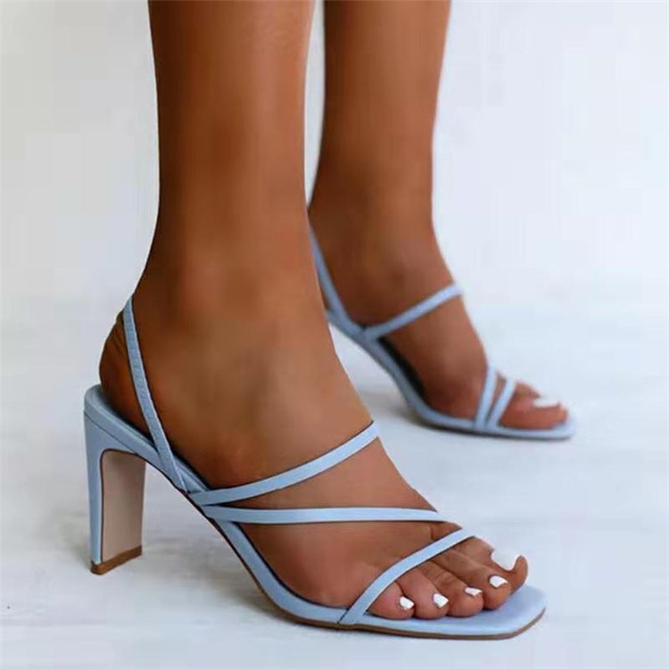 Chic Strappy Block Heels Plus size Women's High Heel Sandals
