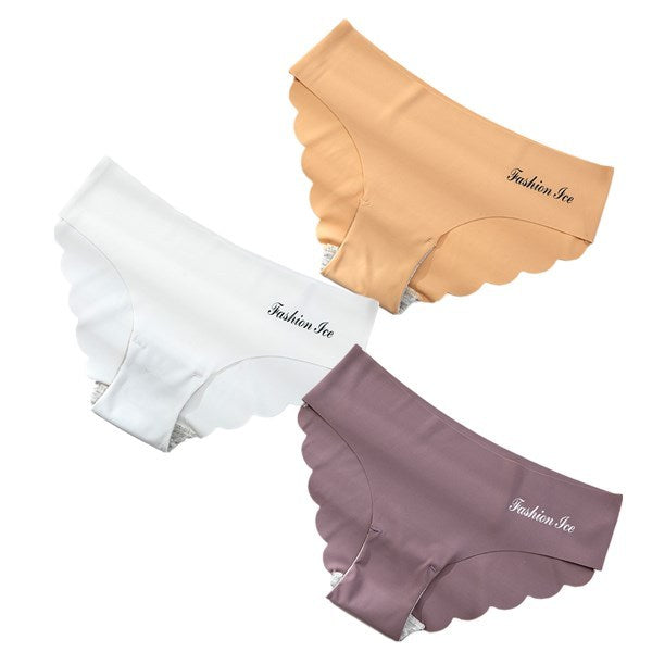 Seamless Scalloped Edge Panties - No Show Briefs for Women Panties For Women Seamless Panty Set Solid Invisible