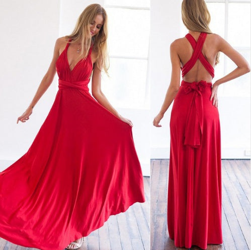 Sexy Long Party Dress Club Floor-Length Summer Backless Bandage Maxi Dress Multiway Bridesmaids Boho Women's
