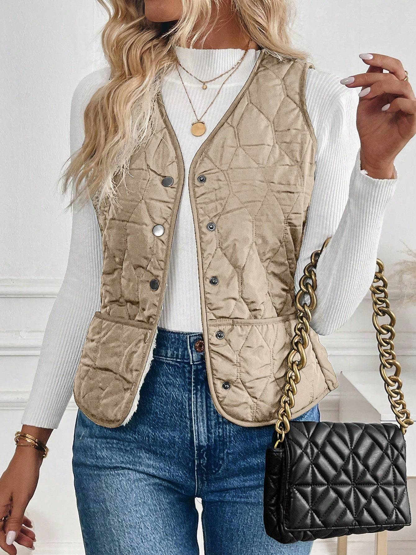 Plush Lining Padded Top Vest Winter Clothes Acket