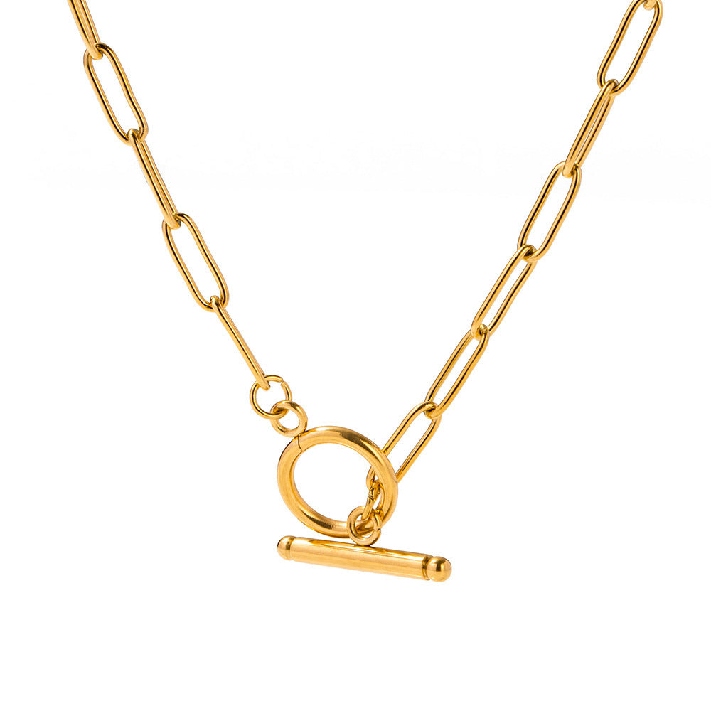 Modern Gold Link Necklace with T-Bar Clasp Fashion Clip Accessories Necklace For Women