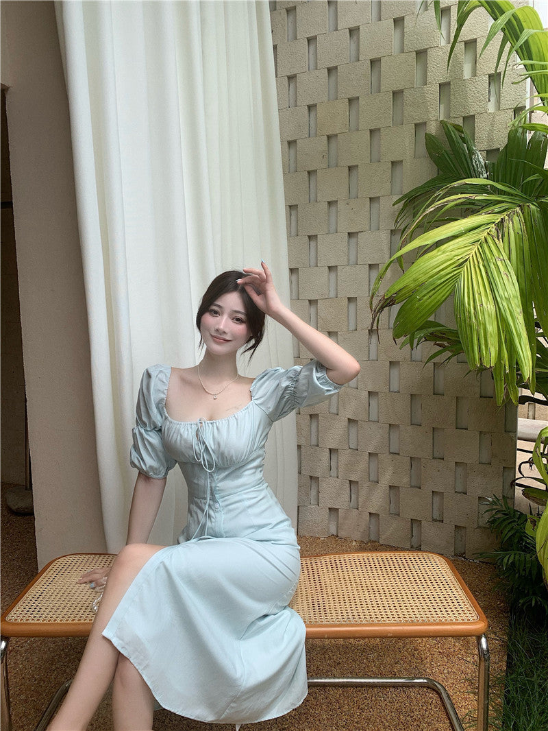 Aesthetic Chic Square Neck Maxi Party Wear Dress