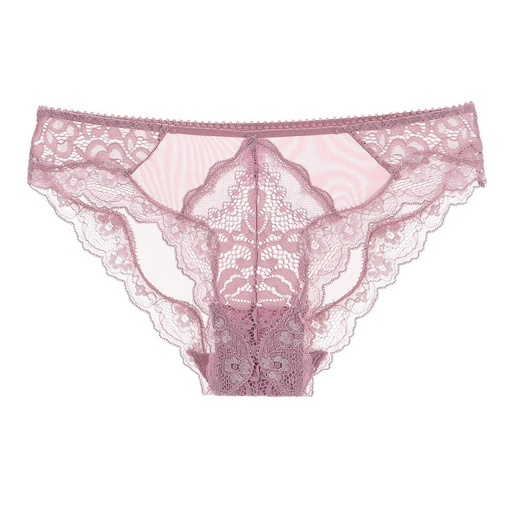 Lace Bralette & Panty Set - Delicate Wireless Lingerie Triangle Cup Bra Set