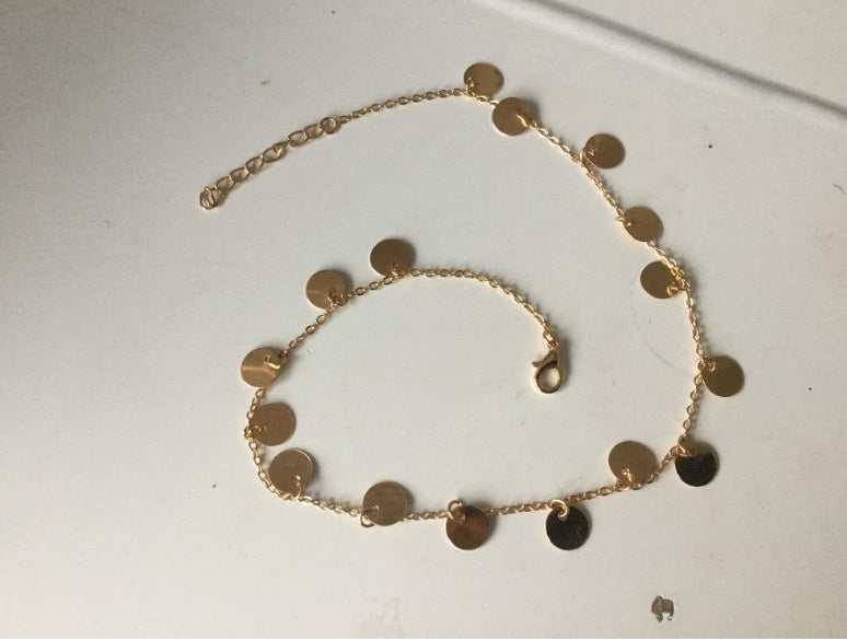 Dainty Disc Choker Necklaces Boho Coin Chain Chokers Sequined Metal Clavicle Chain