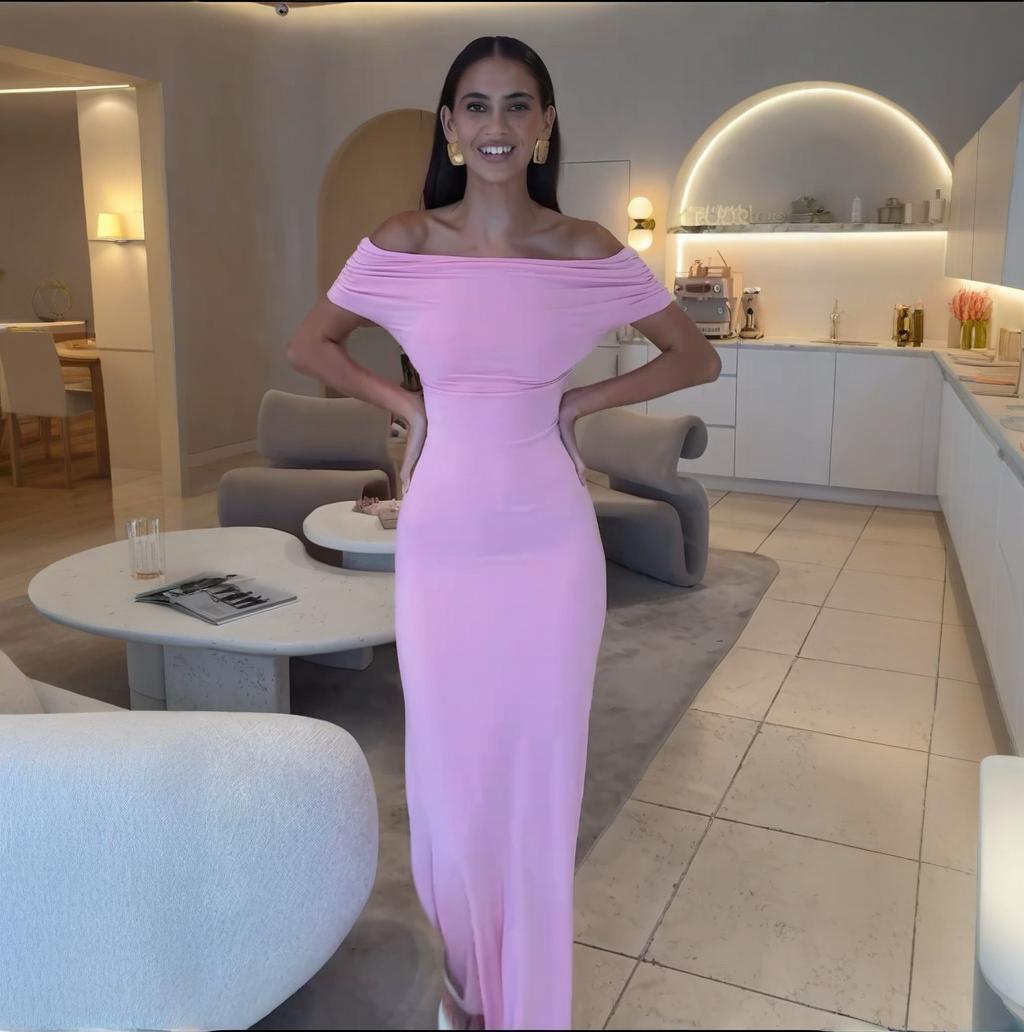 French Style Off-shoulder Shoulder-baring Sexy Temperament Waist-tight Bodycon Dress Women