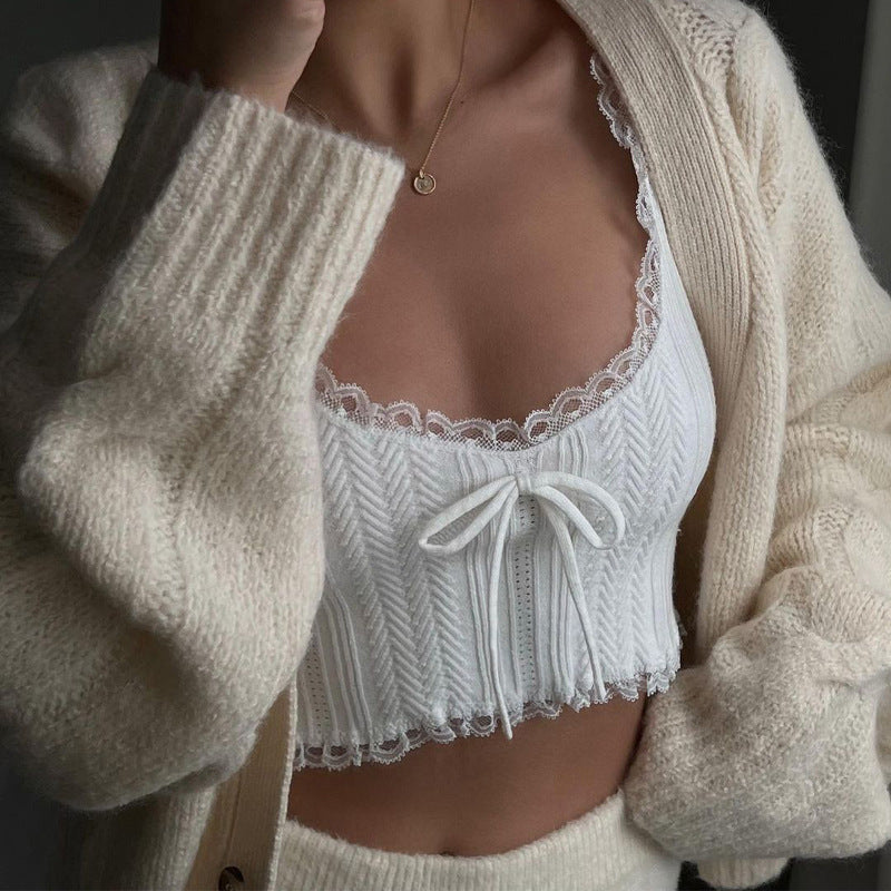 Summer Lace Stitching Vest Top Women's