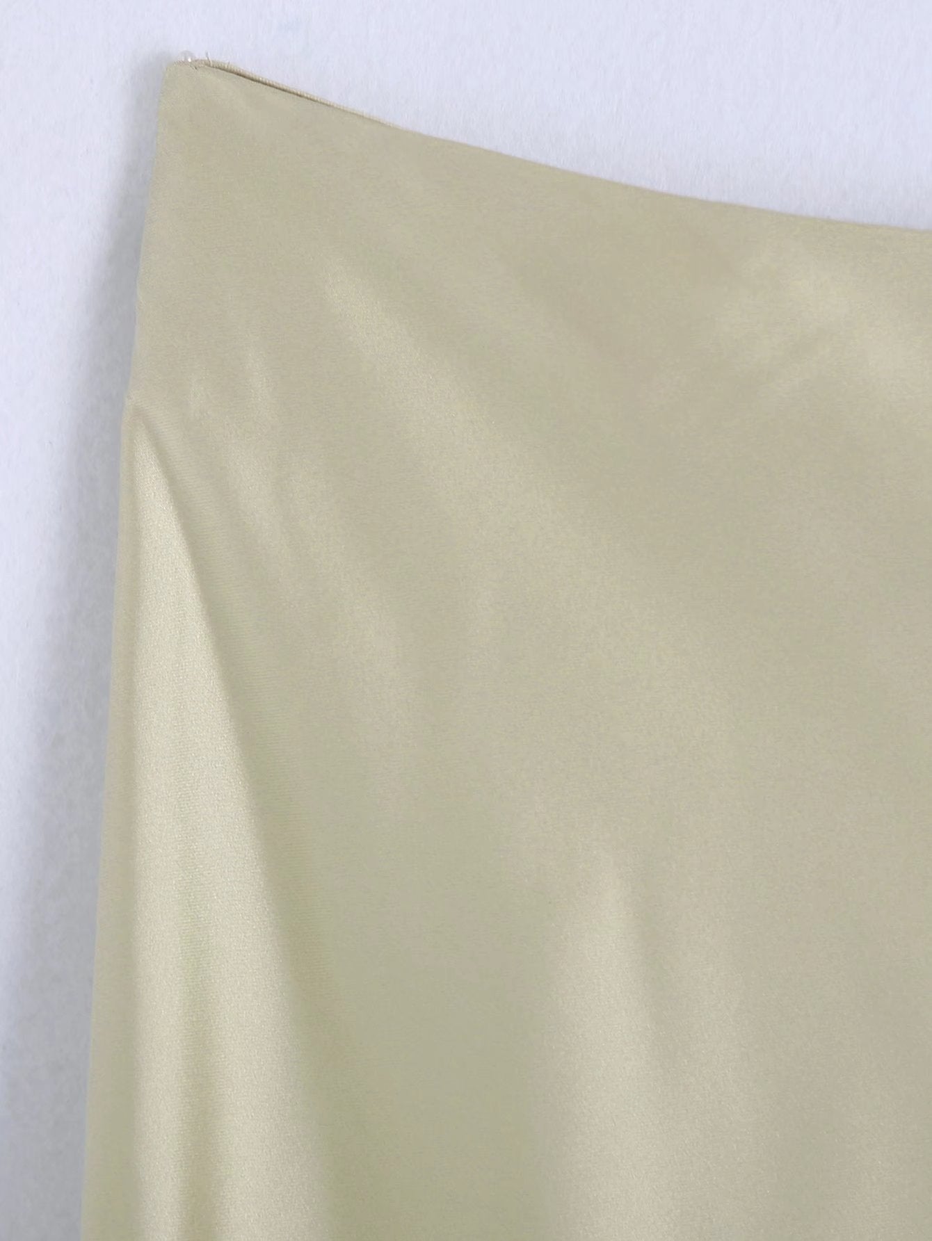 High Waisted Silk Satin Midi Skirt