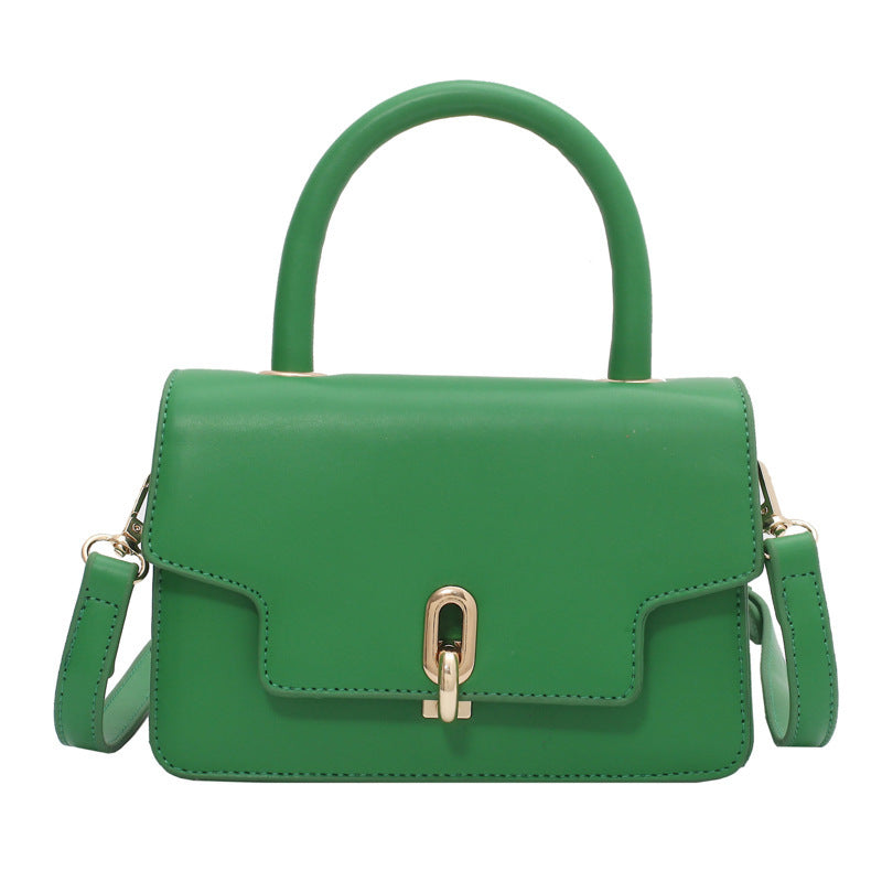 Modern Structured Top-Handle Mini Bag – Gold Clasp Closure & Crossbody Strap Fashion Western-style Single Shoulder Messenger Armpit Portable Small Square Women's Bag