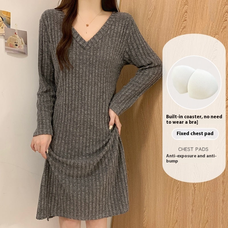 Comfortable Everyday Casual Knitwear Dress Women's Spring And Autumn Cotton Night Dress