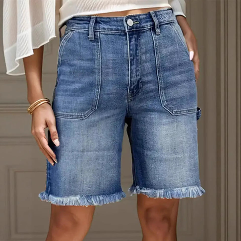 American Style Women's Heavy Industry Wash Straight All-matching Slim Jeans