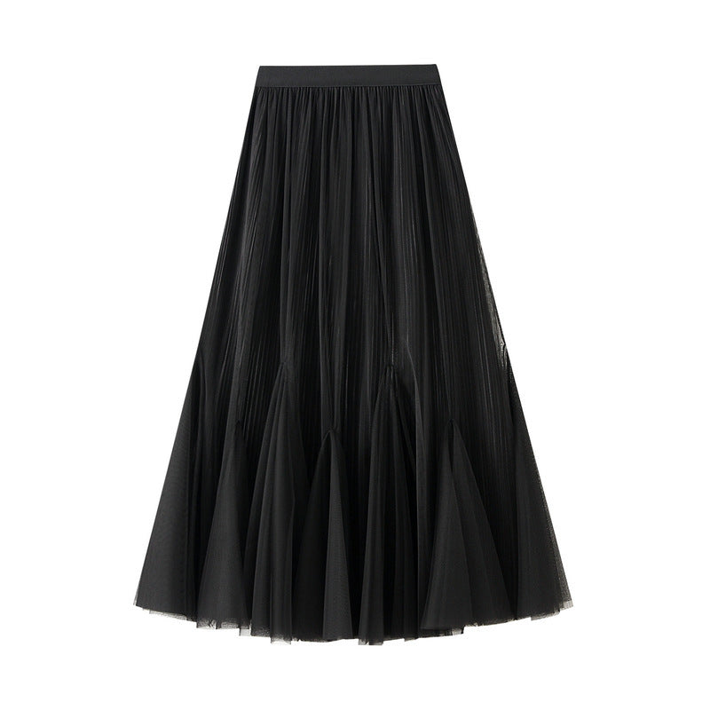 Autumn Retro Fall Gauze Skirt Slimming Large Hem Fishtail Skirt For Women