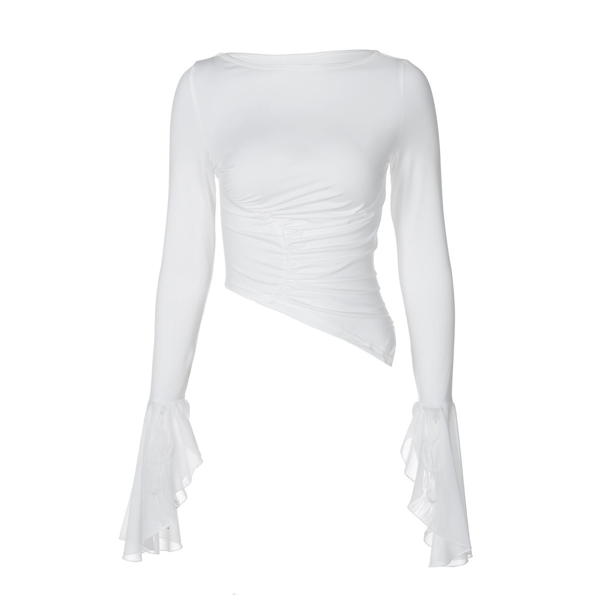 Fashion Tight Pleated Mesh Top For Women's