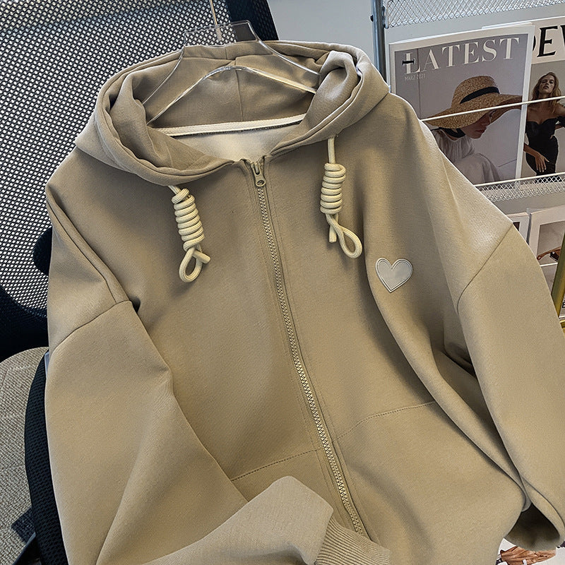 Loose Korean Long Sleeve Top Zippered Cardigan Coat