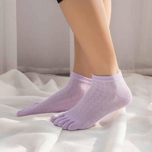 Thin Summer Pure Cotton Toe Socks Plain Toe Socks For Women's
