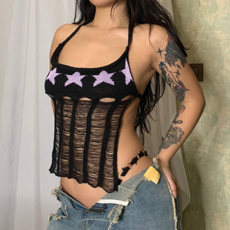 Spicy Girls Street Hip-hop Star Hollow Design Tank Top