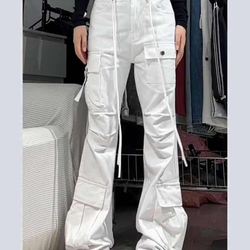 Bootcut Trousers Women's Spring And Autumn Versatile Pocket Flared Overalls