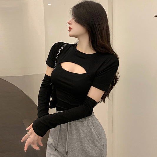 Stylish Cutout Bodycon Crop Top Women's T-shirts