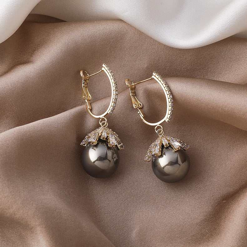 Luxury Faux Pearl Drop Earrings | Sparkling Crystal Hoops