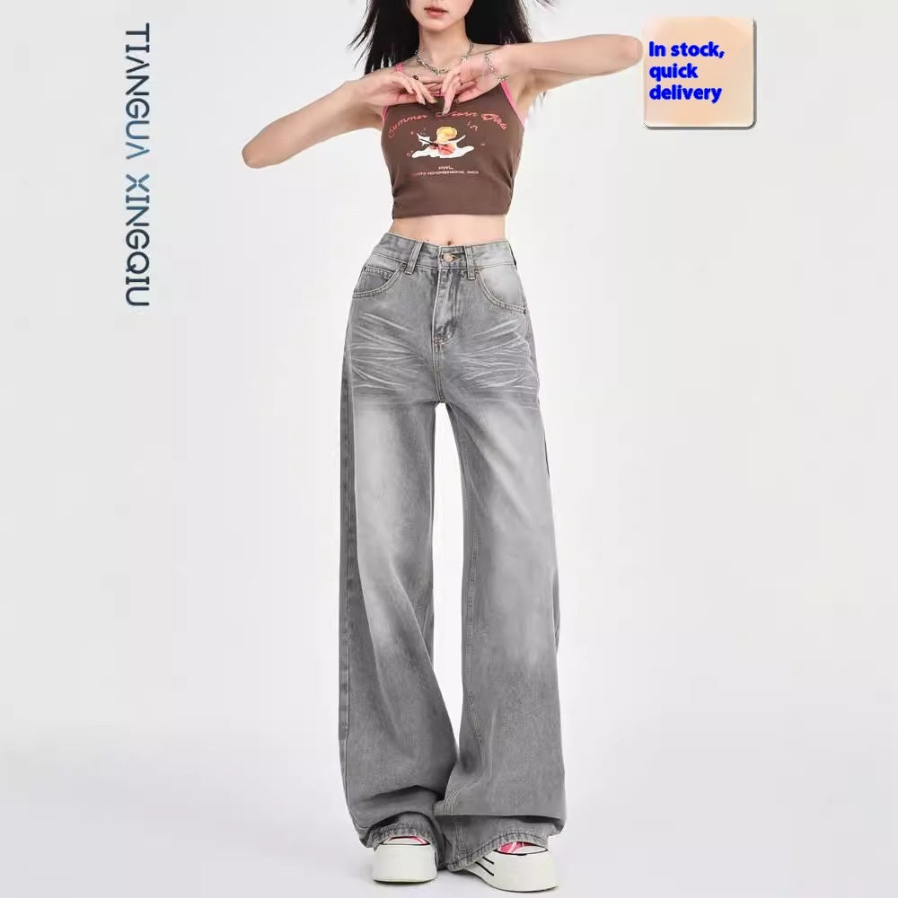 Sculpt & Style – High-Rise Shaping Wide-Leg Jeans Autumn Retro Loose Low Waist Straight Jeans For Women