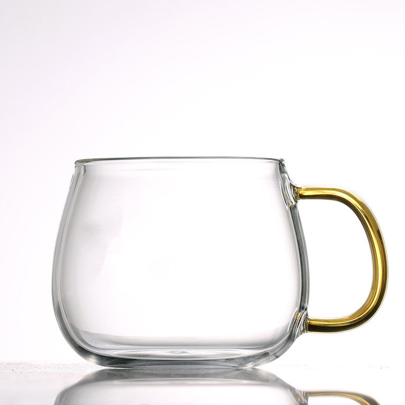 Cute Kawaii Emoji Glass Mug with Gold Handle Cute Glass Expression Coffee Cup Mug