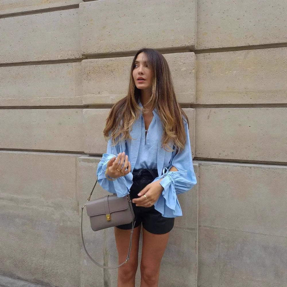 Long Sleeve Shirt Lapel Casual Loose Top