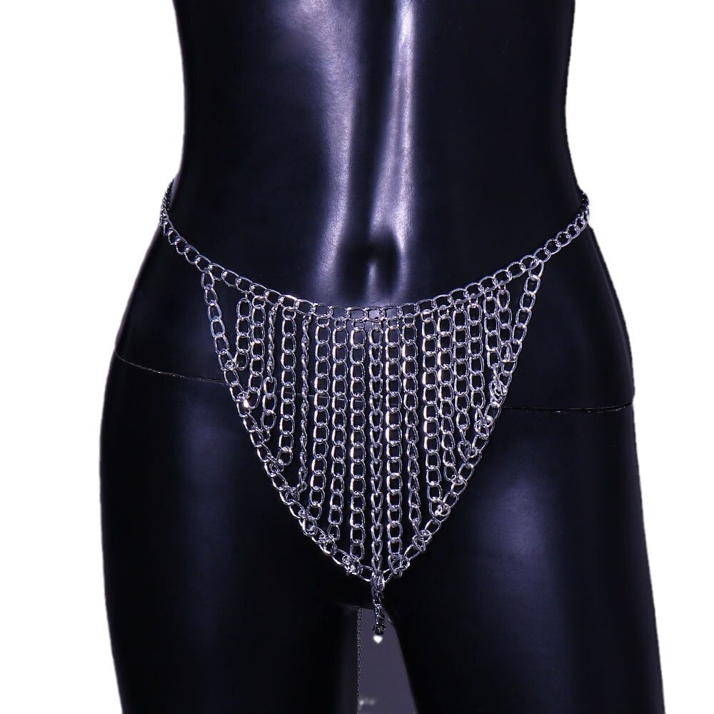 Punk Gothic Minimalist T-back Bikini Chain