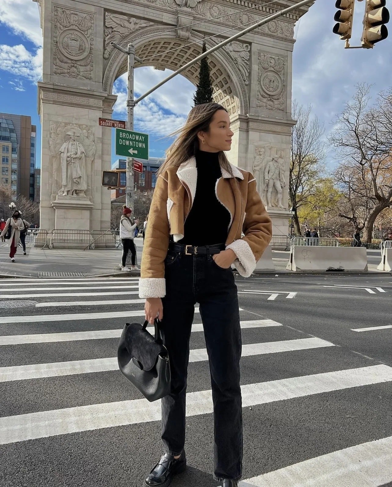 Lapel Loose Short Suede Contrast Color Pocket Side Zipper Lamb Wool Long Sleeve Coat