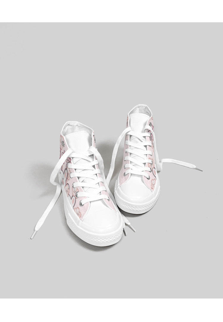 Cute My Melody & Bunny High-Top Sneakers | Kawaii Anime Canvas Shoes Japanese And Korean Style Girls' High-top Canvas Shoes