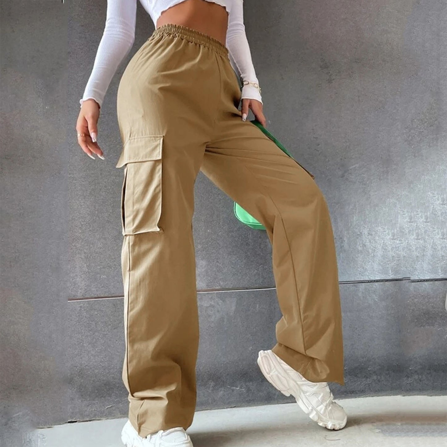 Urban Flex Cargo Pants – Bold Colors, Bigger Moves No Belt Pants High Waist Season Wide Leg Pants Straight Loose Temperament Commuter Pants