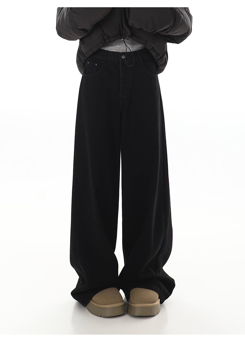 Essential Black Wide-Leg Pants – Minimal Streetwear Staple Summer Black Straight Casual Jeans For Women